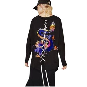Zara Dragon Lace Up Sweatshirt 2017
